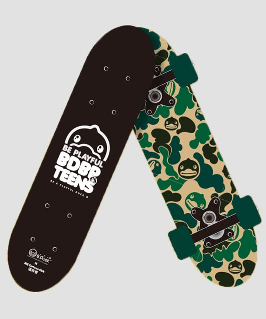 B.Duck Kids Skateboard for Beginners - Four Wheel Street Brushing Board -7 Layer Maple Wood Beginners Land Surfing Skateboarding Skiing Practice Board