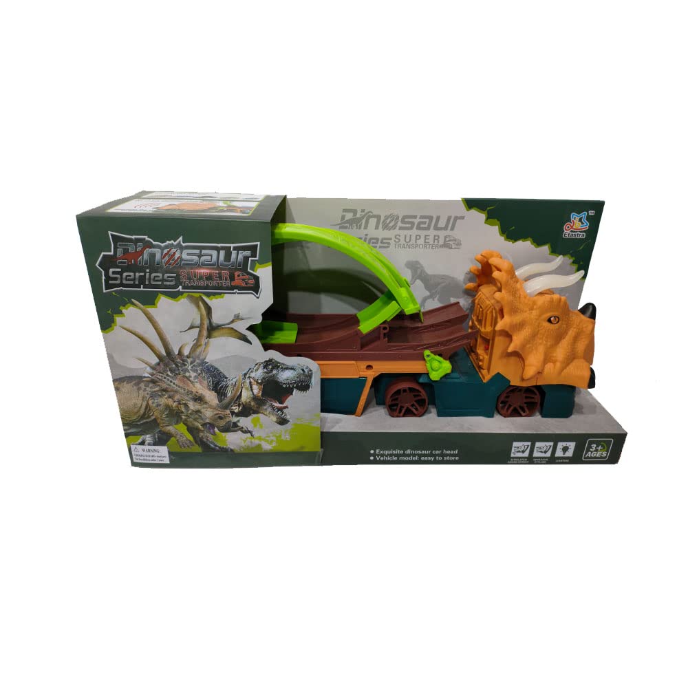 Dinosaur super tranporter pull back on the transmitter and release & simulate the sound of dinosaurs toy for boys multicolor