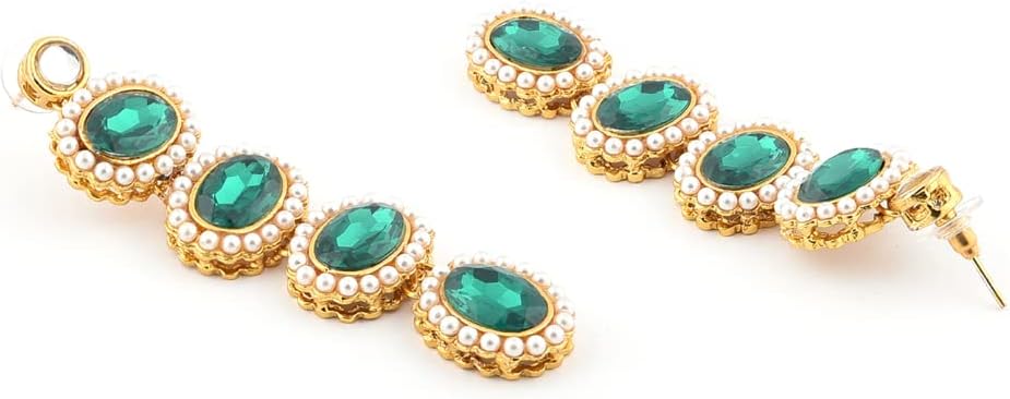 ZAVERI PEARLS Bridal Jewellery Set For Women (Green)(Zpfk8645)