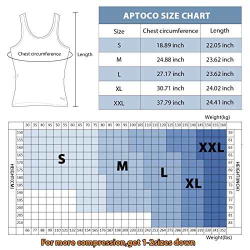 Aptoco Compression Shirts for Men Shapewear Vest Body Shaper Abs Abdomen Slim Tank Top Undershirt for Men's Gynecomastia