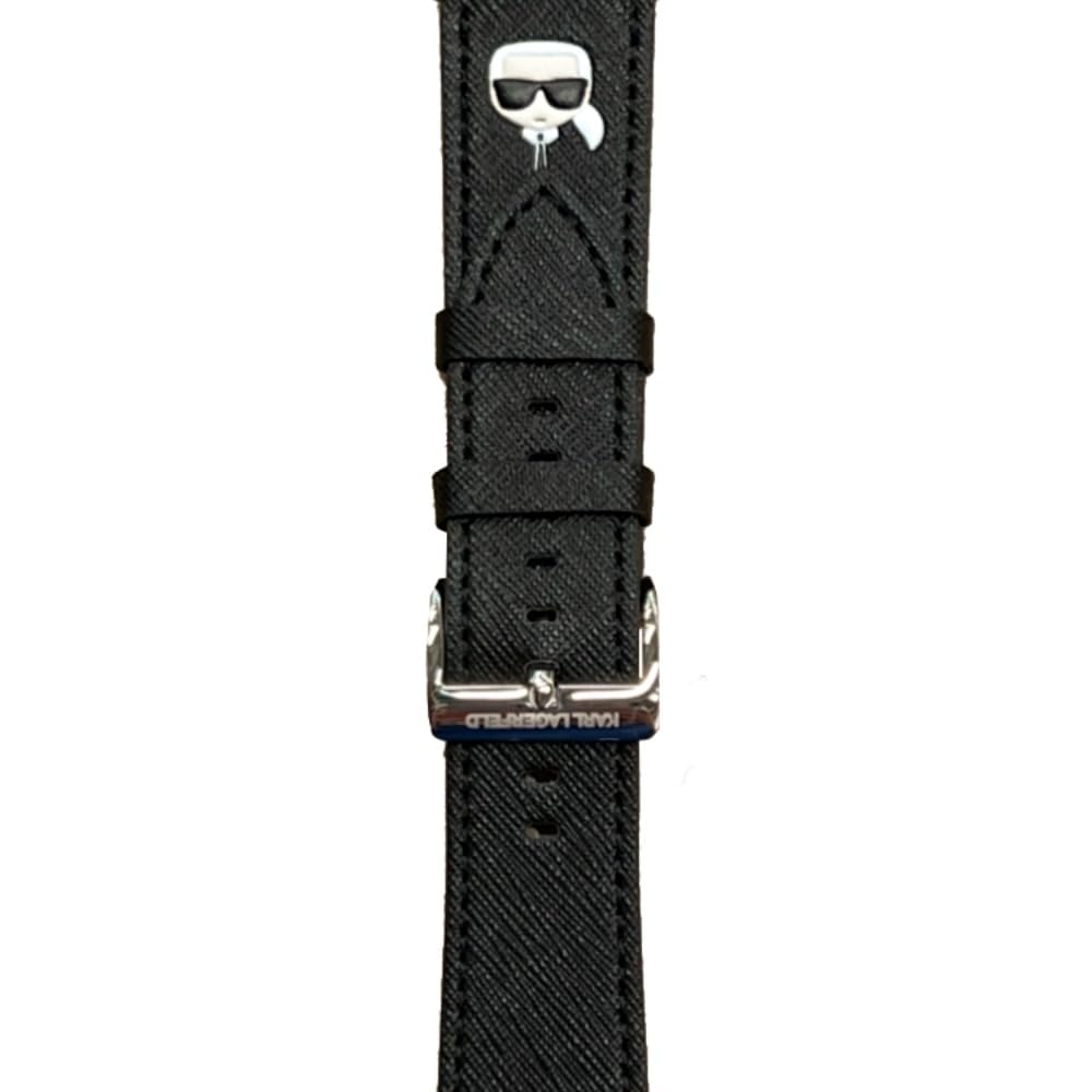 CG Mobile Karl Lagerfeld Strap PU Saffiano Karl Head Logo For Apple Watch 42/44MM - Black