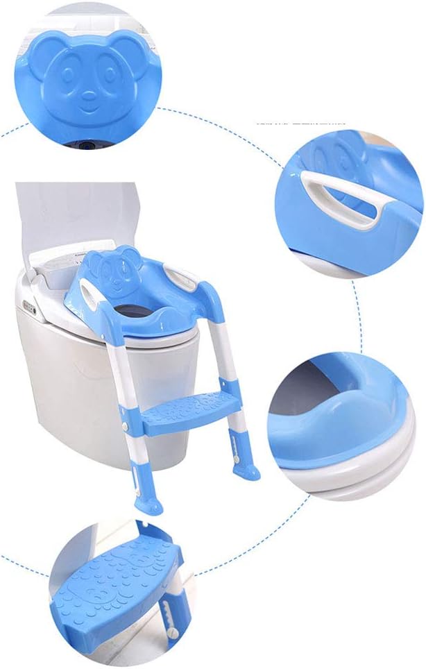 COOLBABY Potty Training Seat For Kids Toddler Toilet Potty Chair With Sturdy Non-Slip Step Stool Ladder Comfortable Handles And Splash Guard Foldable Toilet Seat For Boys And Girls