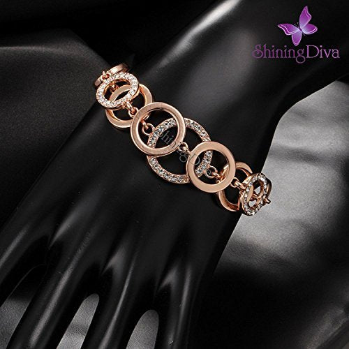 Shining Diva Fashion AAA Crystal 18k Rose Gold Stylish Jewellery for Women and Girls