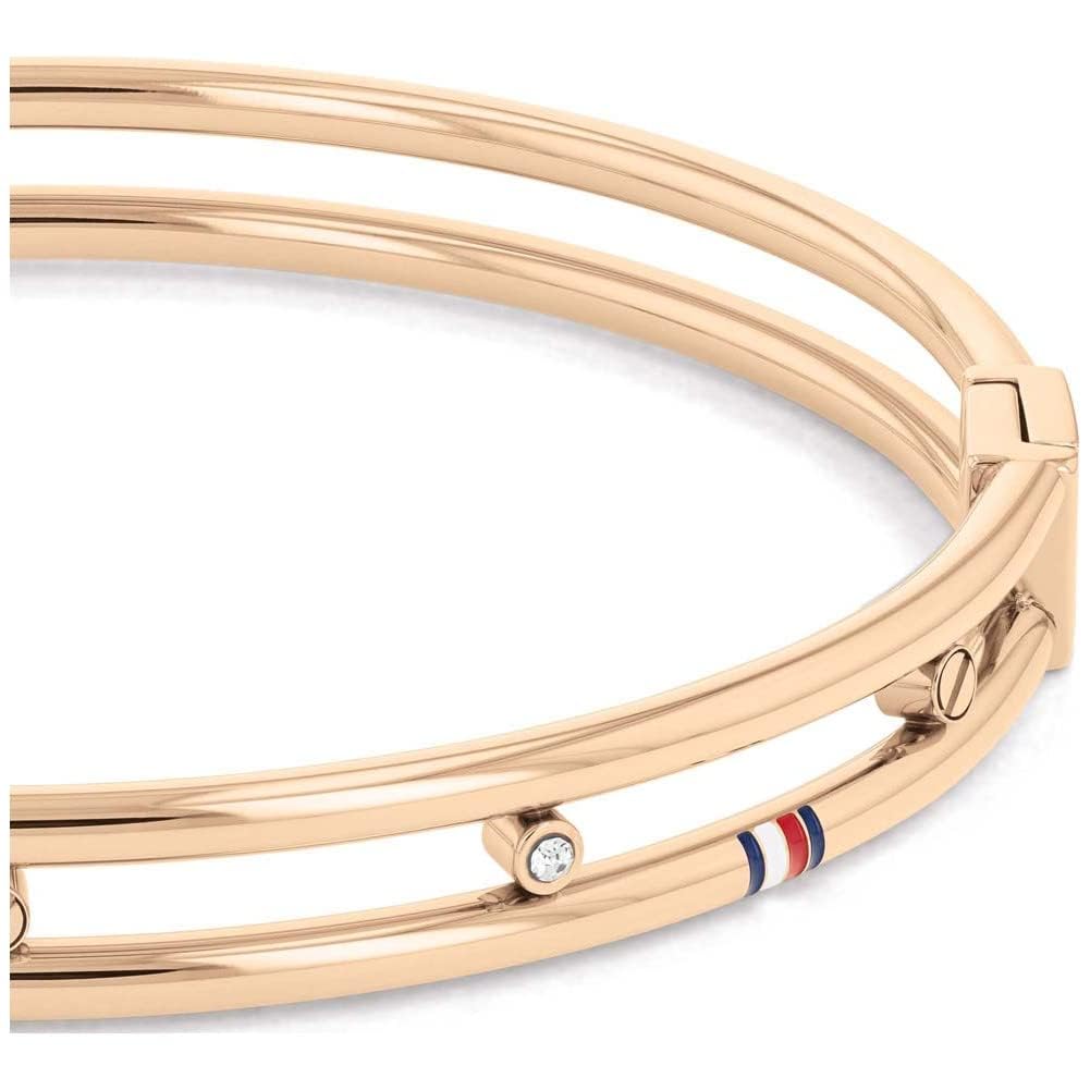 Tommy Hilfiger Jewelry Women Ionic Plated Carnation Gold Steel & Crystal Bangle Bracelets - 2780645