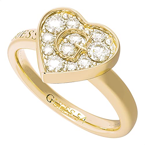 Guess UBR79029-56 Stainless Steel Zircon Embellished Stone Engraved Logo Ring for Women - Gold, 56 millimeters, Zircon