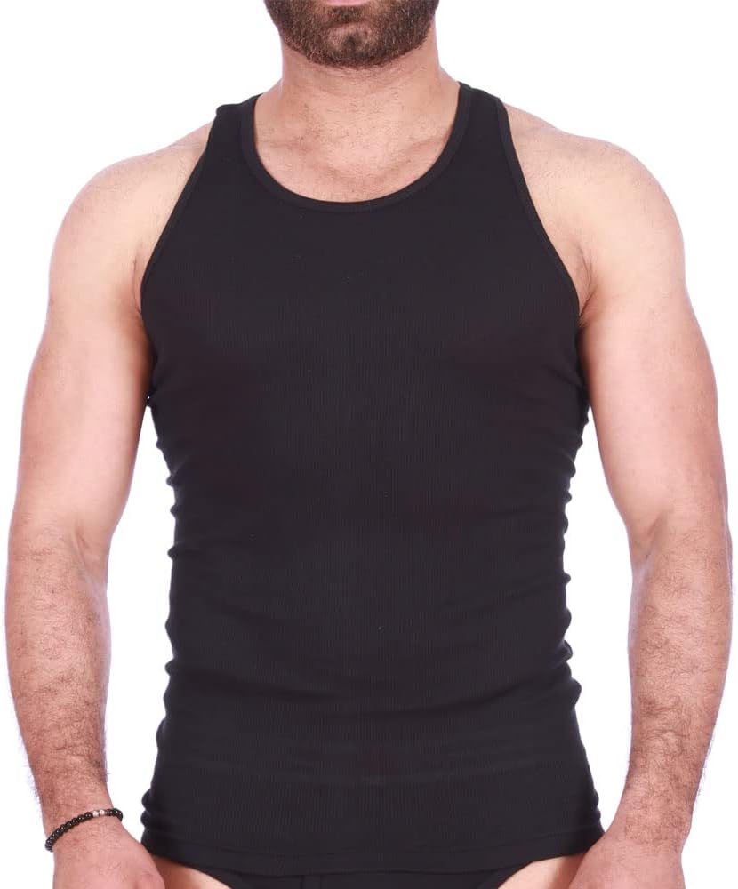 JIL mens Men tank top cotton lycra black Underwear
