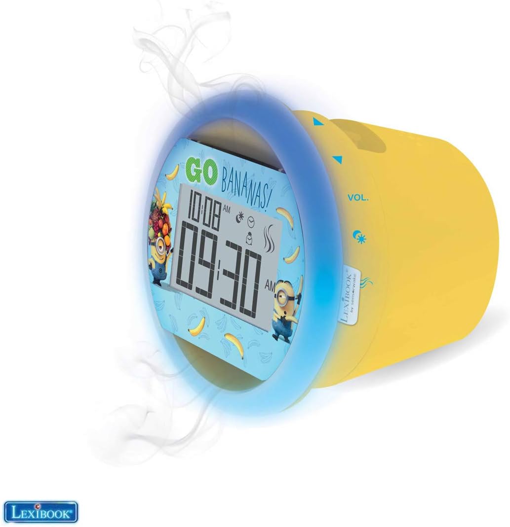 Lexibook by Sensorwake Universal Despicable Me Minions The Olfactory alarm clock, relaxing light, FM radio, battery operated or USB cable, yellow/blue, CS100DES  LEXIBOOK   