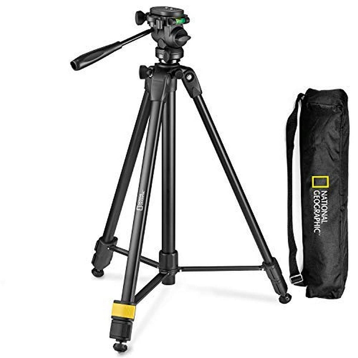 National Geographic Photo Tripod Kit With Monopod, Carrying Bag, 3-Way Head, Quick Release, 3-Section Legs Lever Locks, Geared Centre Column, Load Up 3Kg, Aluminium, For Canon, Nikon, Sony, Nghp004