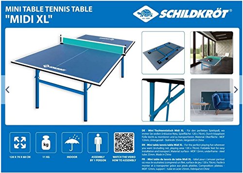 Schildkröt Midi XL 838579 Table Tennis Mini Table 120 x 70 x 68 cm Perfect for Small Garden or Home  ‎Donic-Schildkroet   