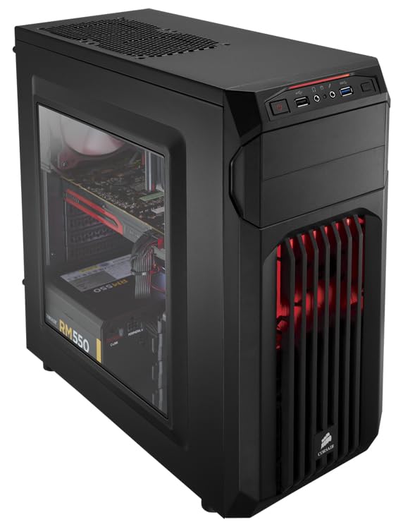 Corsair CC-9011050-WW Carbide SPEC Series SPEC-01 Aggressive Red LED Mid Tower Gaming Case, Black/Red