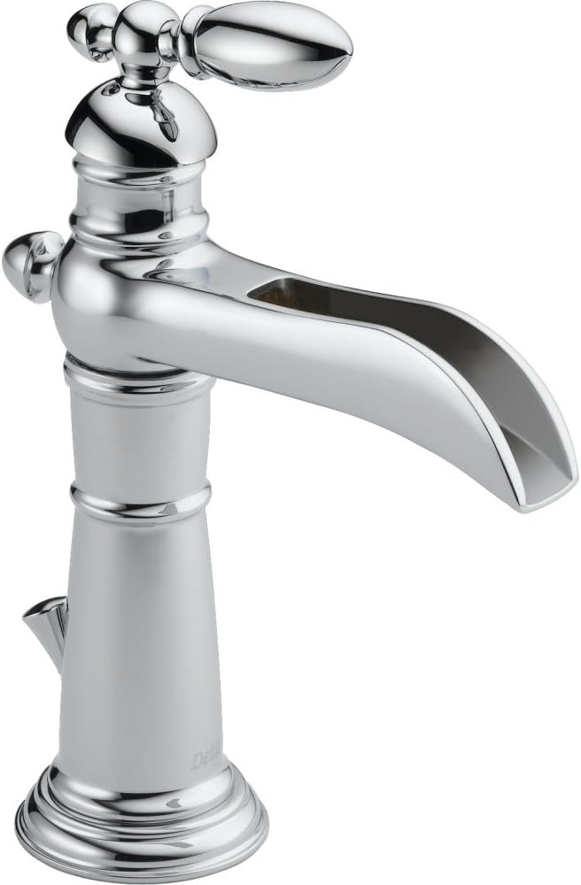 Delta Faucet Victorian Single Hole Bathroom Faucet, Single Handle Bathroom Faucet Chrome, Bathroom Sink Faucet, Metal Drain Assembly, Chrome 554Lf  DELTA FAUCET   