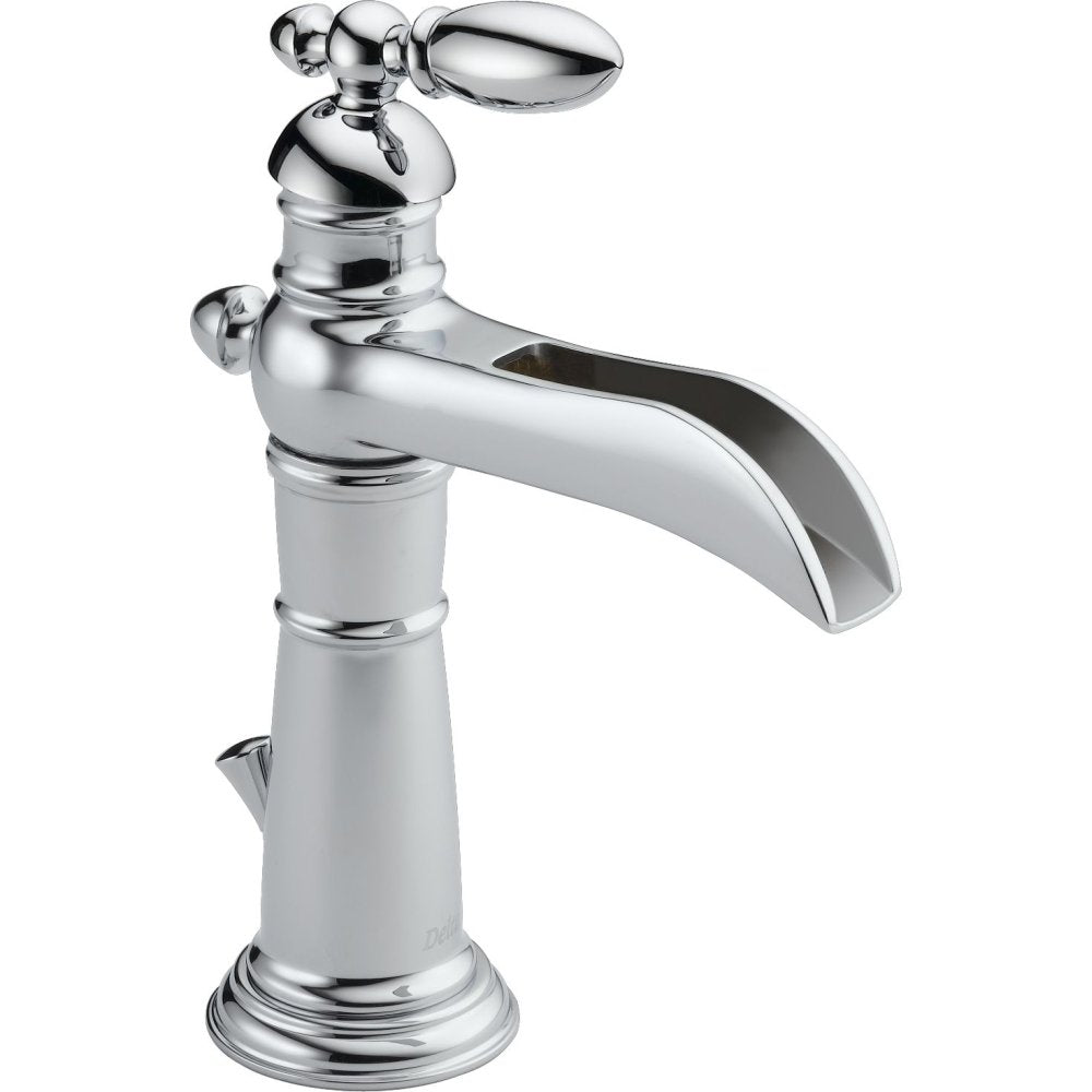 Delta Faucet Victorian Single Hole Bathroom Faucet, Single Handle Bathroom Faucet Chrome, Bathroom Sink Faucet, Metal Drain Assembly, Chrome 554Lf  DELTA FAUCET   