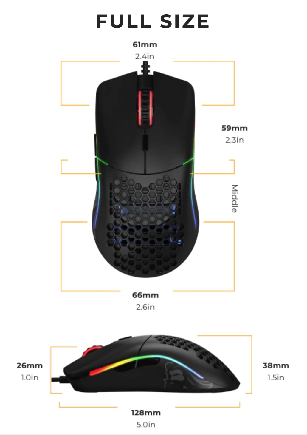 Glorious Gaming Mouse - Model O 67 g Superlight Honeycomb Mouse, Matte Black Mouse, USB Gaming Mouse