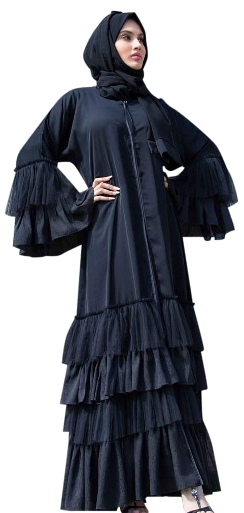 Nukhbaa Womens Abaya Made With Fine Fabric, Comes With Matching Hijab AJ1679A