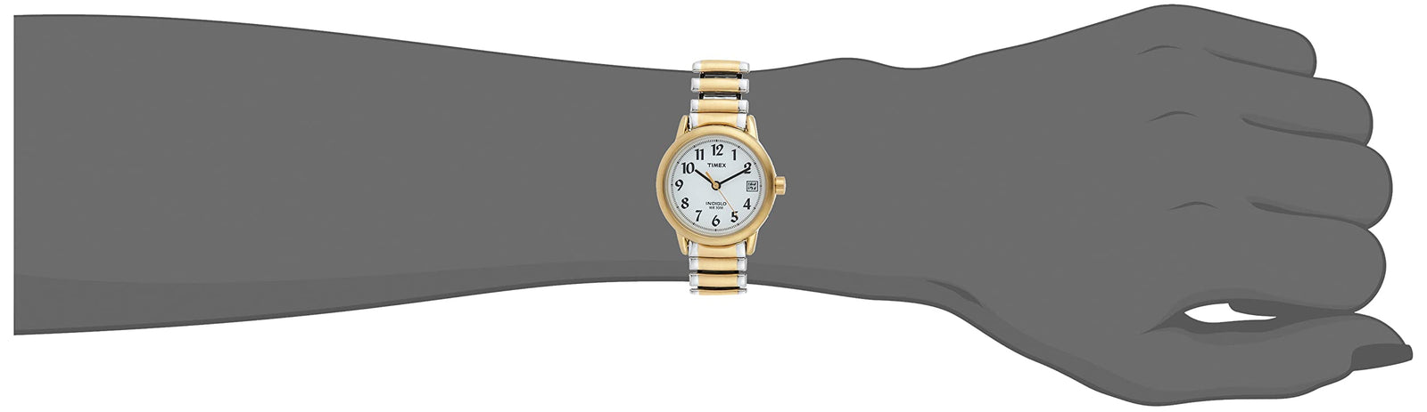 Timex Women's Easy Reader 25mm Watch, Two-Tone Extra-Long, 25 mm, Quartz Watch,Chronograph