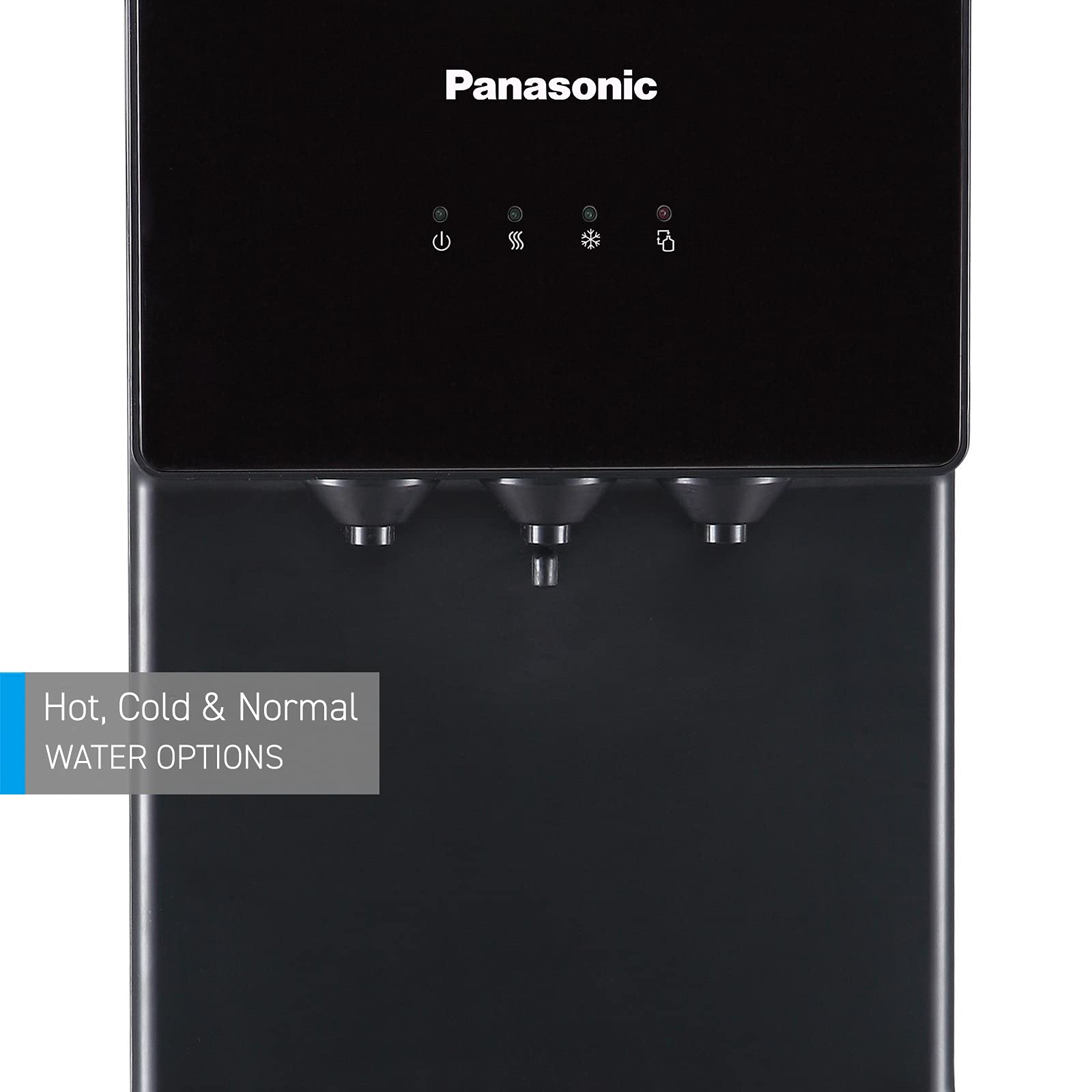 Panasonic Top Loading Water Dispenser., Sdm-Wd3238Tg, Black/ Stainless Steel Finish, 20L Cabinet Storage, Best For Home Kitchen & Office, Hot Cold & Normal.