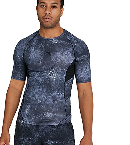 Anta Patterned Slim-Fit Training T-shirt for Men XXL, Blue, XXL