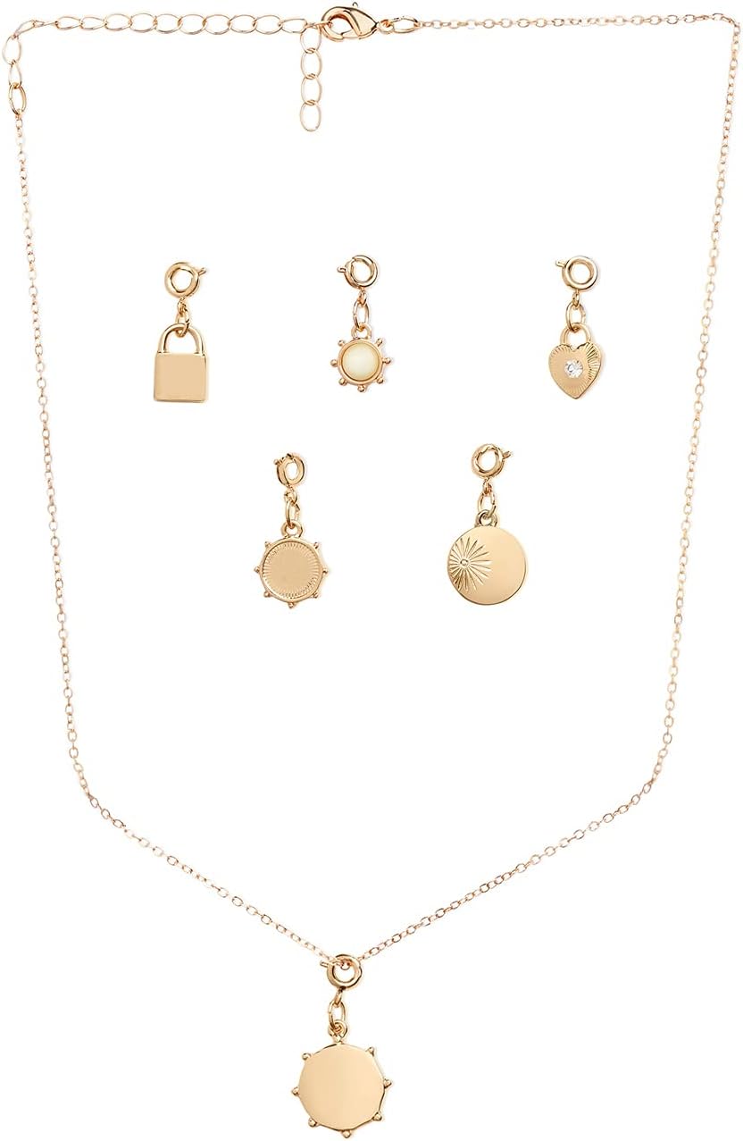 Zaveri Pearls Gold Tone Contemporary Chain With 6 Changeable Pendants-ZPFK10893