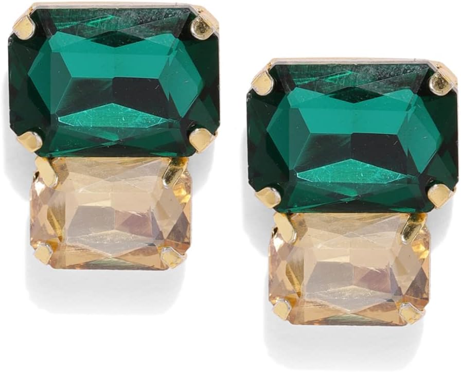 ZAVERI PEARLS Contemporary Style Metal Gold Plated Green Stud Earring For Women-Zpfk8418