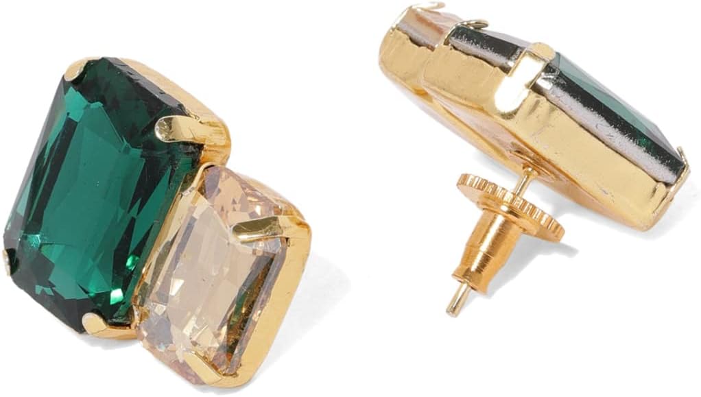 ZAVERI PEARLS Contemporary Style Metal Gold Plated Green Stud Earring For Women-Zpfk8418