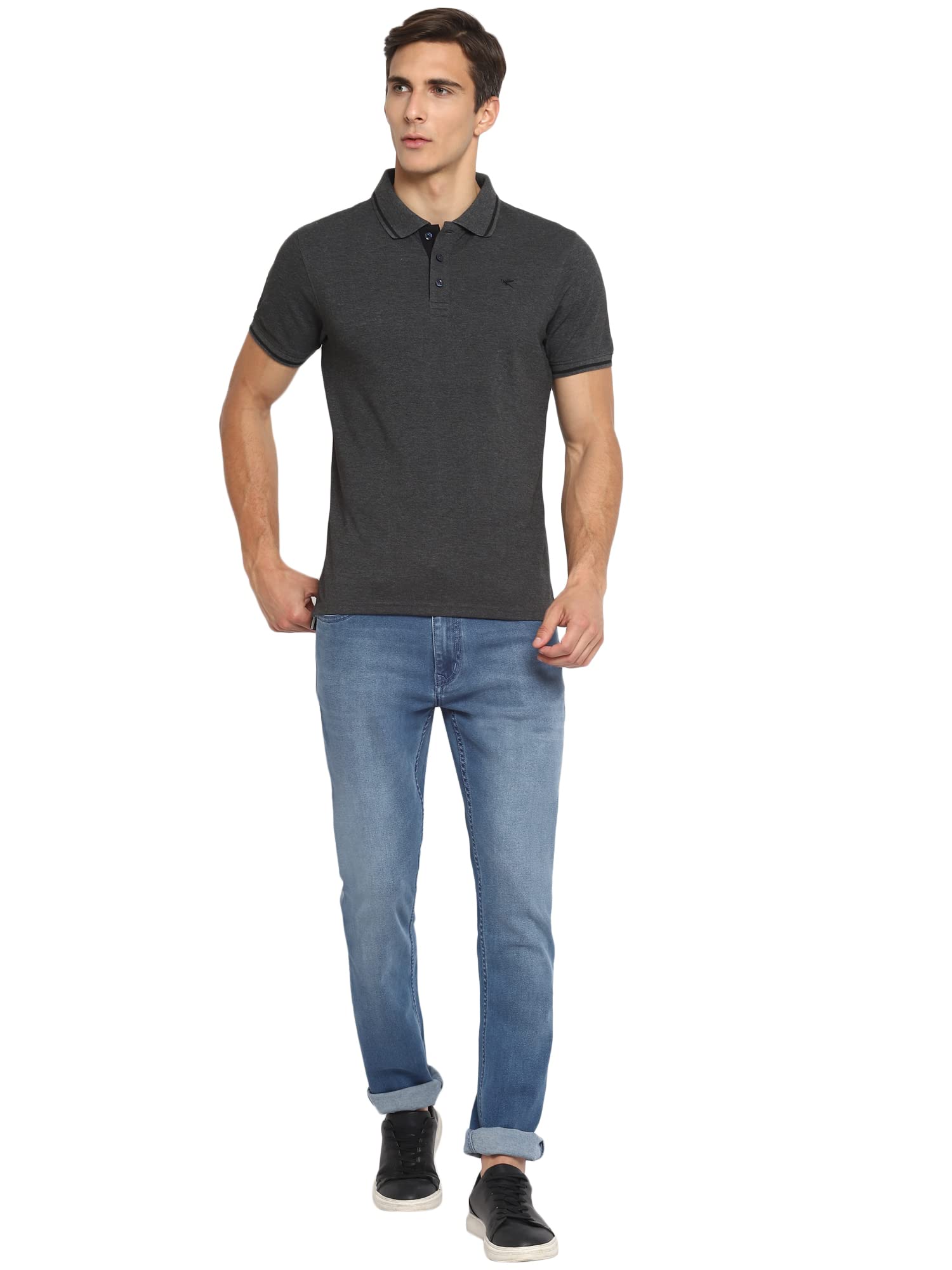 Deniklo Men's Regular fit Polo Shirt Color: Charcoal Melange Size: 3XL