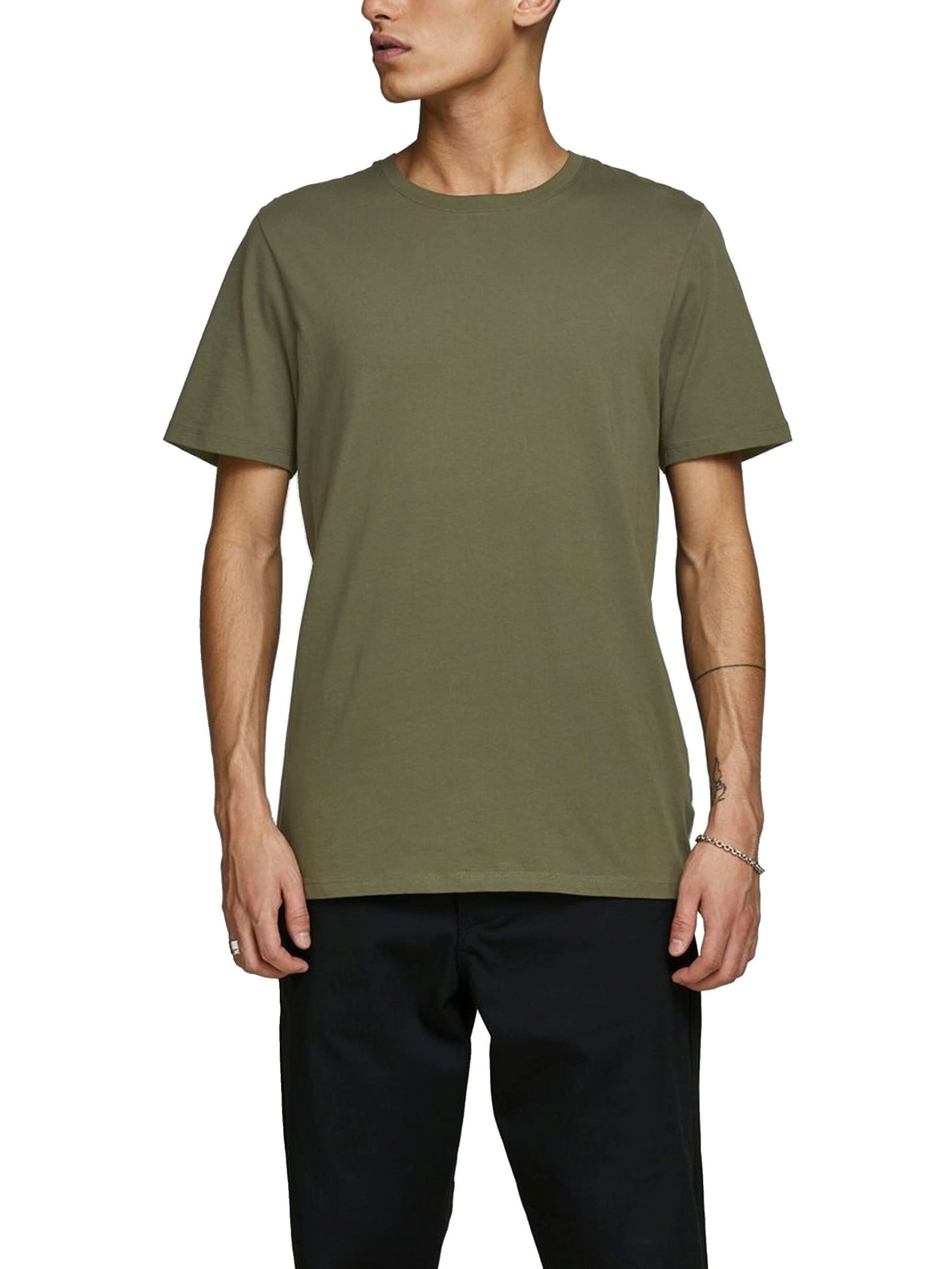 Jack & Jones mens JJEORGANIC Basic Tee O-Neck T-Shirt (pack of 1).OLIVE NIGHT