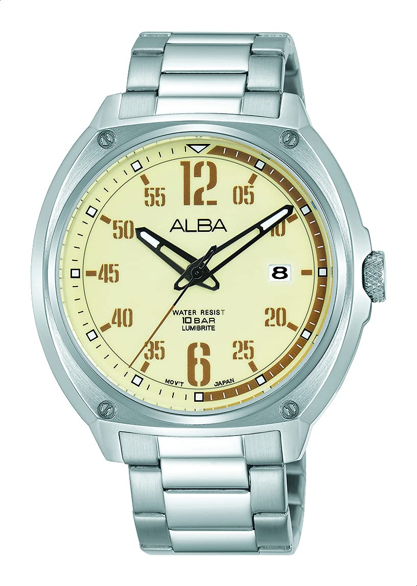 Alba Active Stainless Steel Band Analog Watch for Men - Silver, bracelet