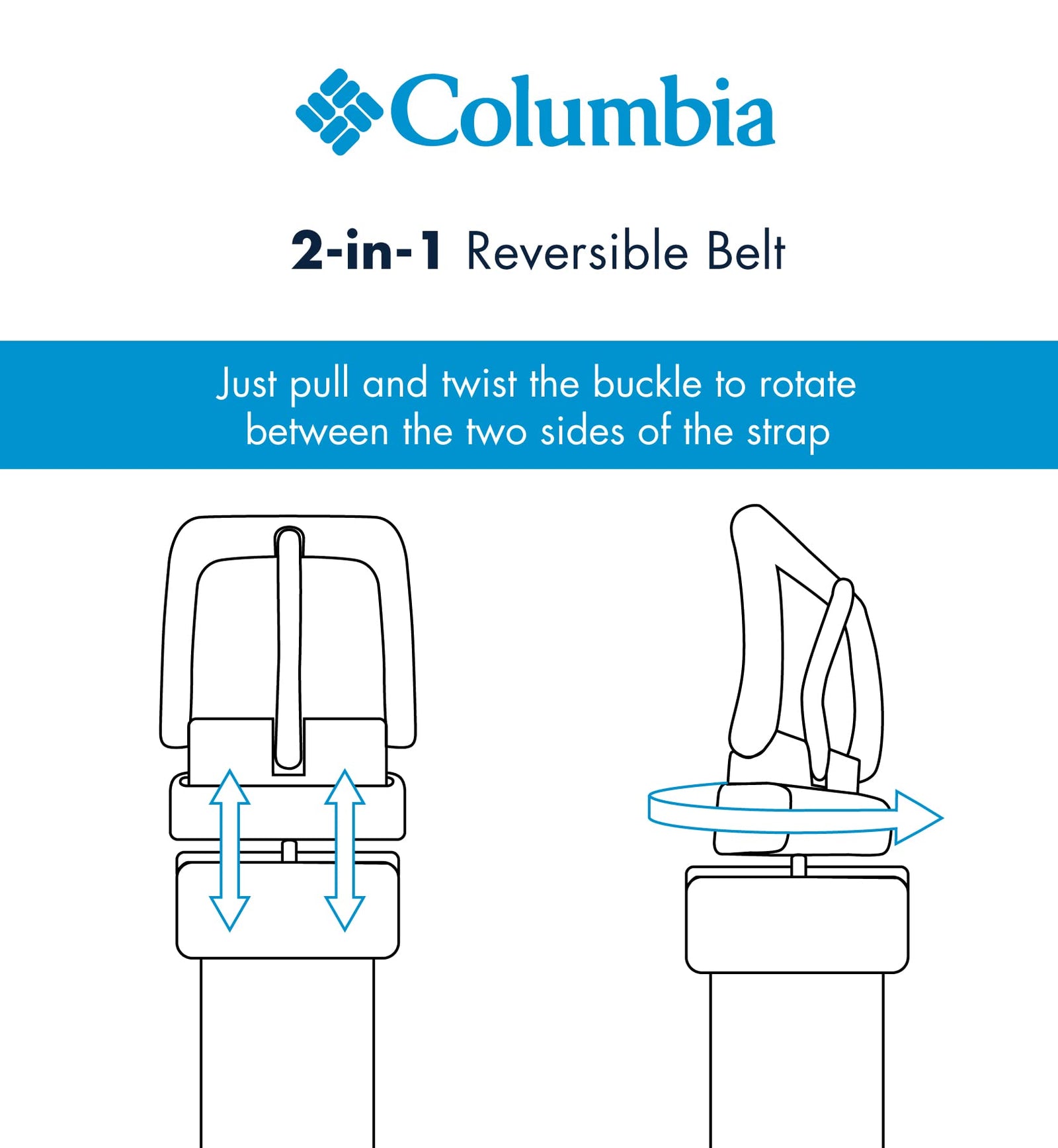 Columbia Reversible Leather Belt-Casual for Men's Jeans with Double Sided Strap  Columbia   