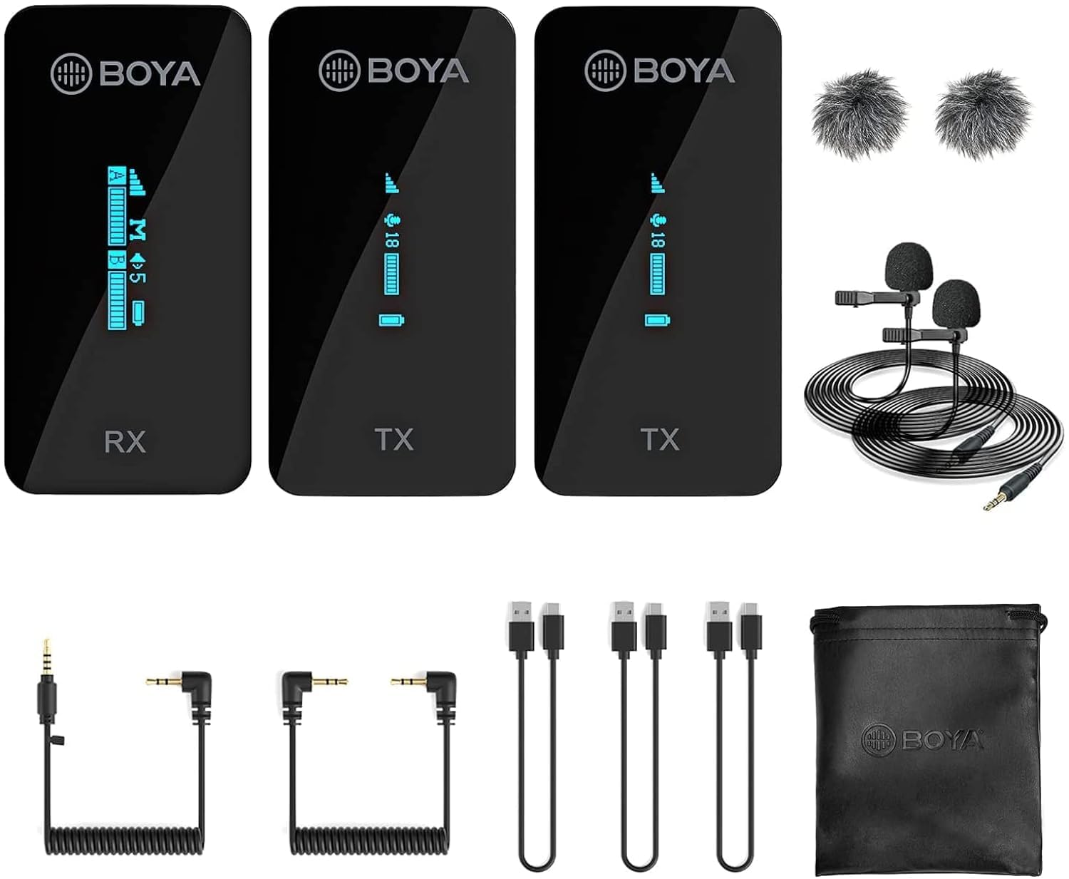 Boya by-xm6-s2 2.4ghz dual-channel wireless microphone system