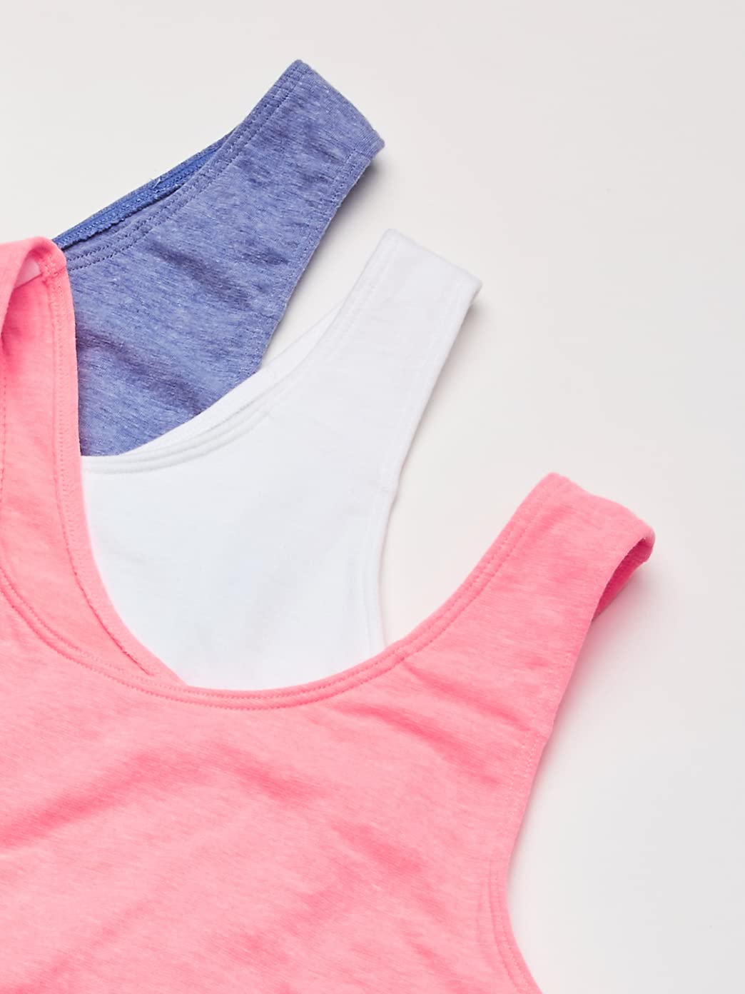 Fruit of the Loom Women's Built Up Tank Style Sports Bra Color: Heather Blue/Popsicle Pink/White Size: 42