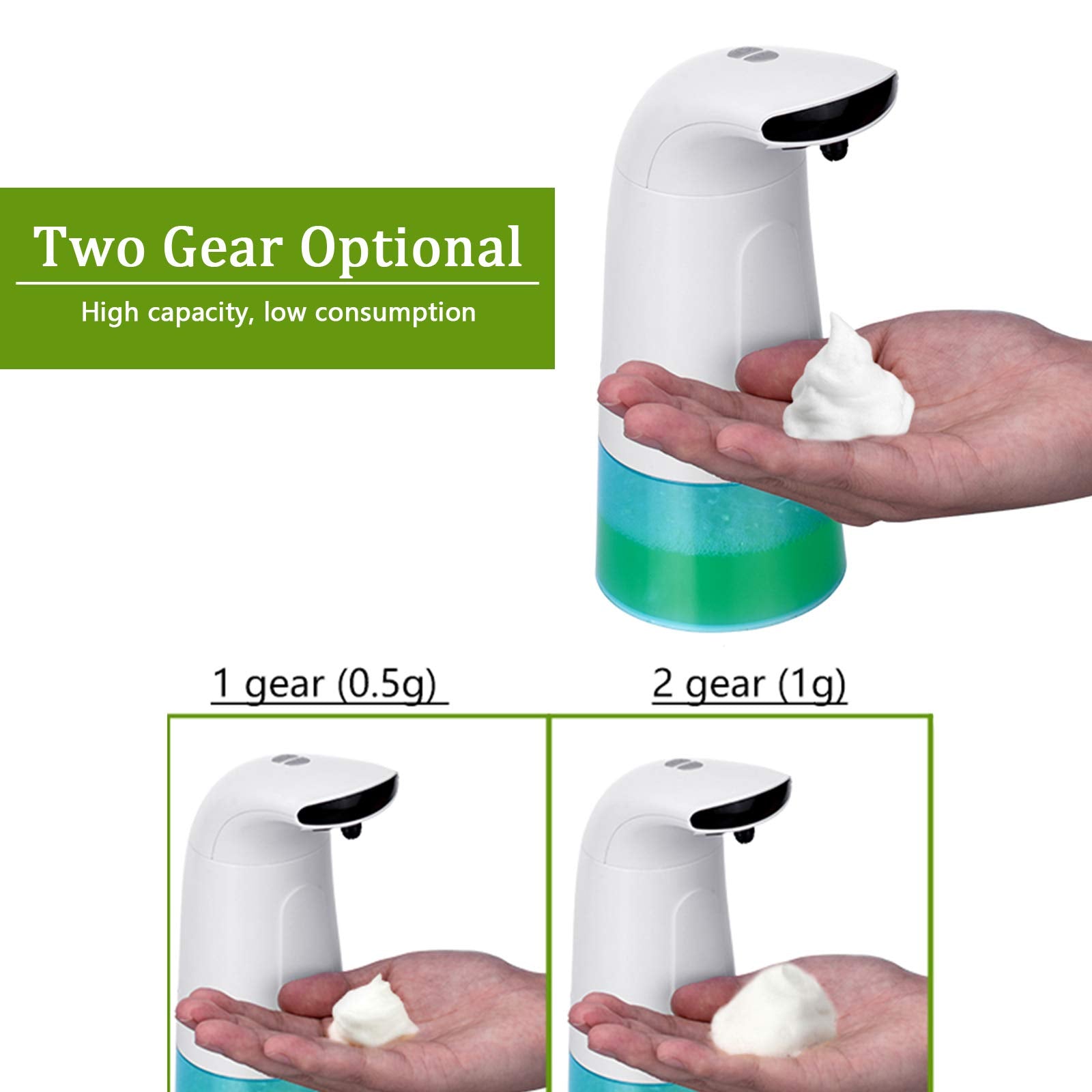 250ml Automatic Foaming Soap Dispenser, Electric Foam Liquid Soap Dispenser, Touchless Infrared Electric Pump for Liquid Soaps Lotions Detergent Gel Shampoo Home Kitchen Bathroom School Hospital Hotel