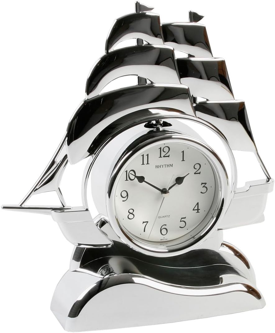 RHYTHM 4RP705WS19 Analog Desk and Shelf Clock, Silver
