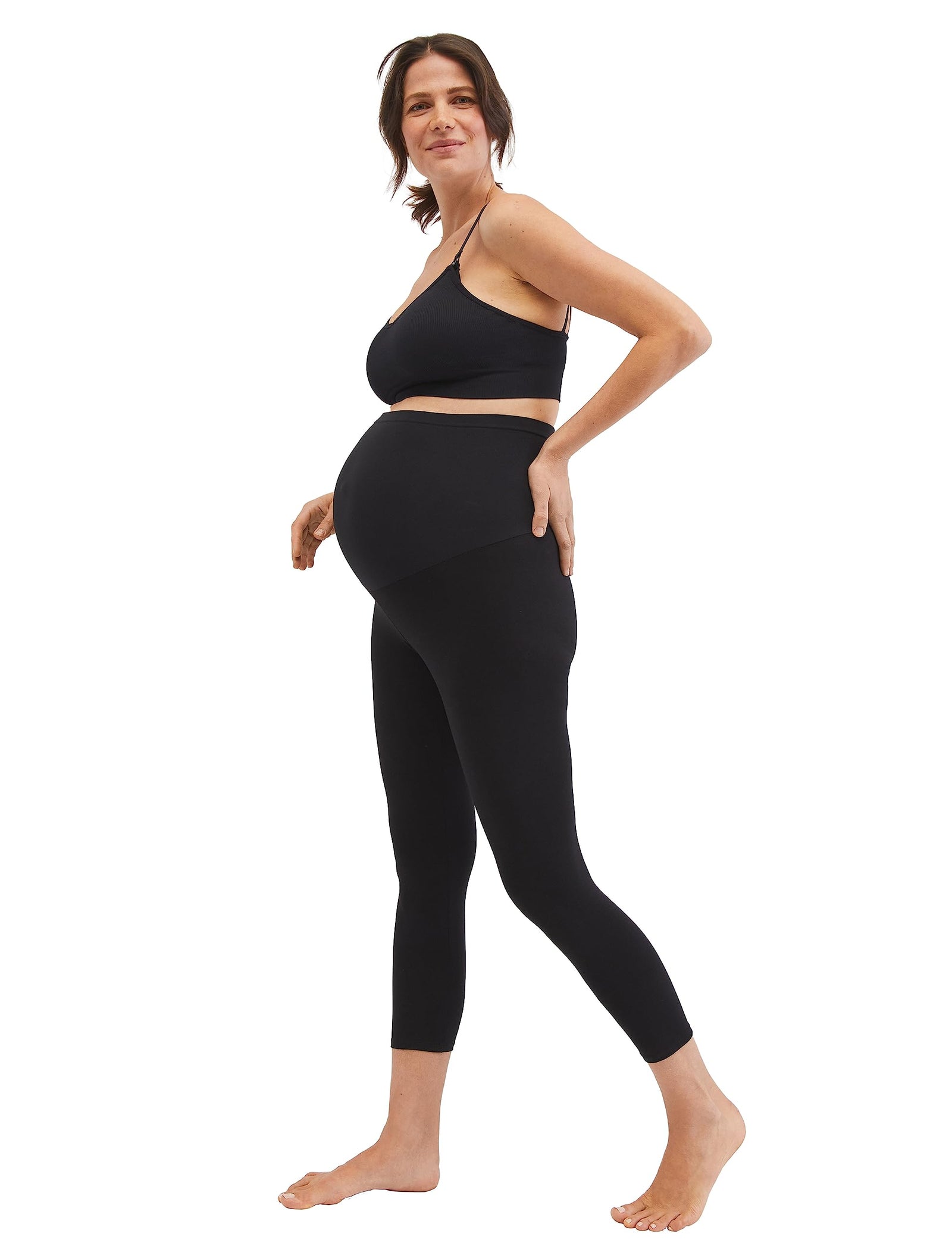 Motherhood Maternity Women's Essential Stretch Crop Length Secret Fit Belly Leggings Leggings