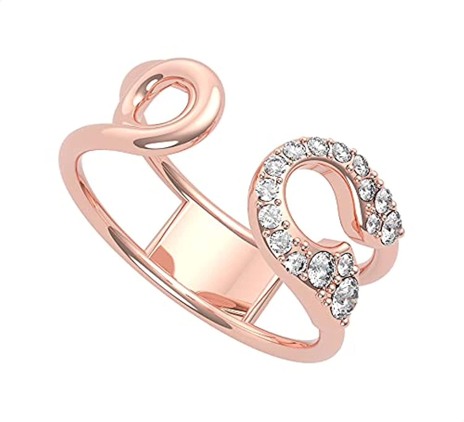 Guess UBR20039 Stainless Steel Zircon Embellished Stone Open Ring for Women - Rose Gold