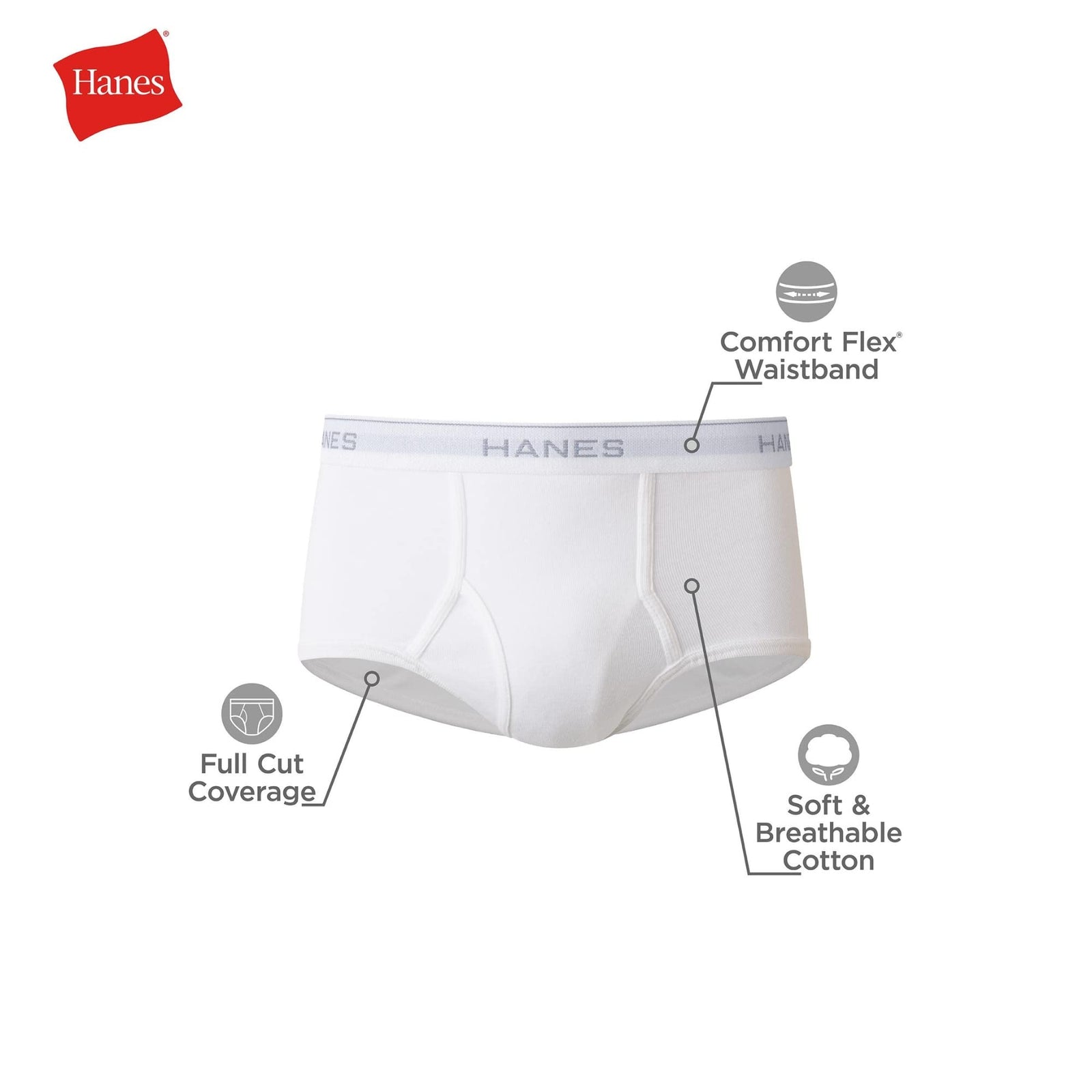 Hanes Men's Tagless White Briefs with ComfortFlex Waistband-Multiple Packs Available, XXL  Hanes   