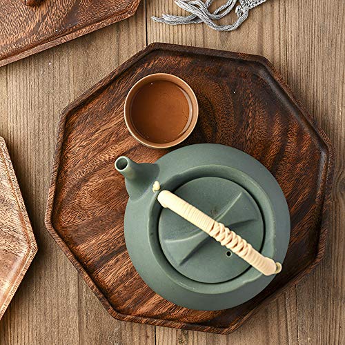 Set of 2 Acacia Wooden Octagon Square Trays Serving Bread Plates for Fruit Salad Platter Vegetable Food Dish