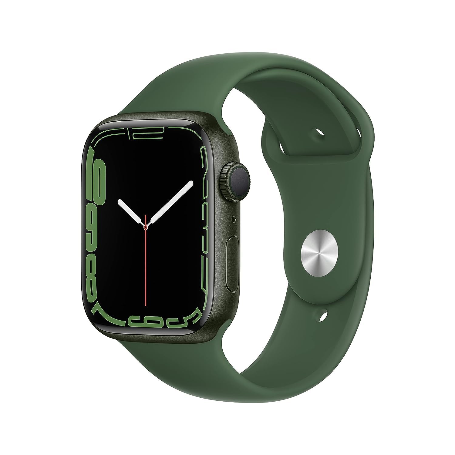 Apple Watch Series 7 (GPS, 45mm) Smart watch - Green Aluminium Case with Clover Sport Band - Regular. Fitness Tracker, Blood Oxygen & ECG Apps, Always-On Retina Display, Water Resistant