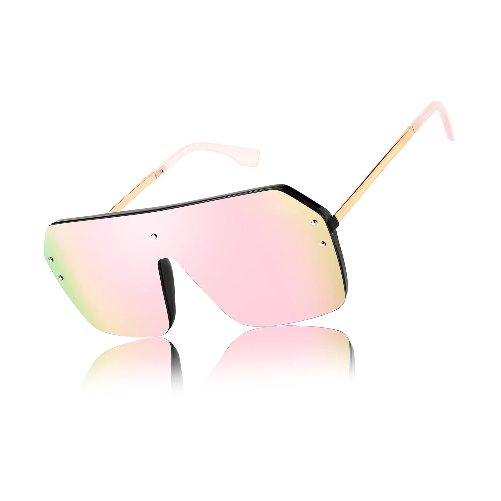 FEISEDY Classic Siamese One Piece Sunglasses Nice Rimless Stylish Retro Design for Women Men B2574