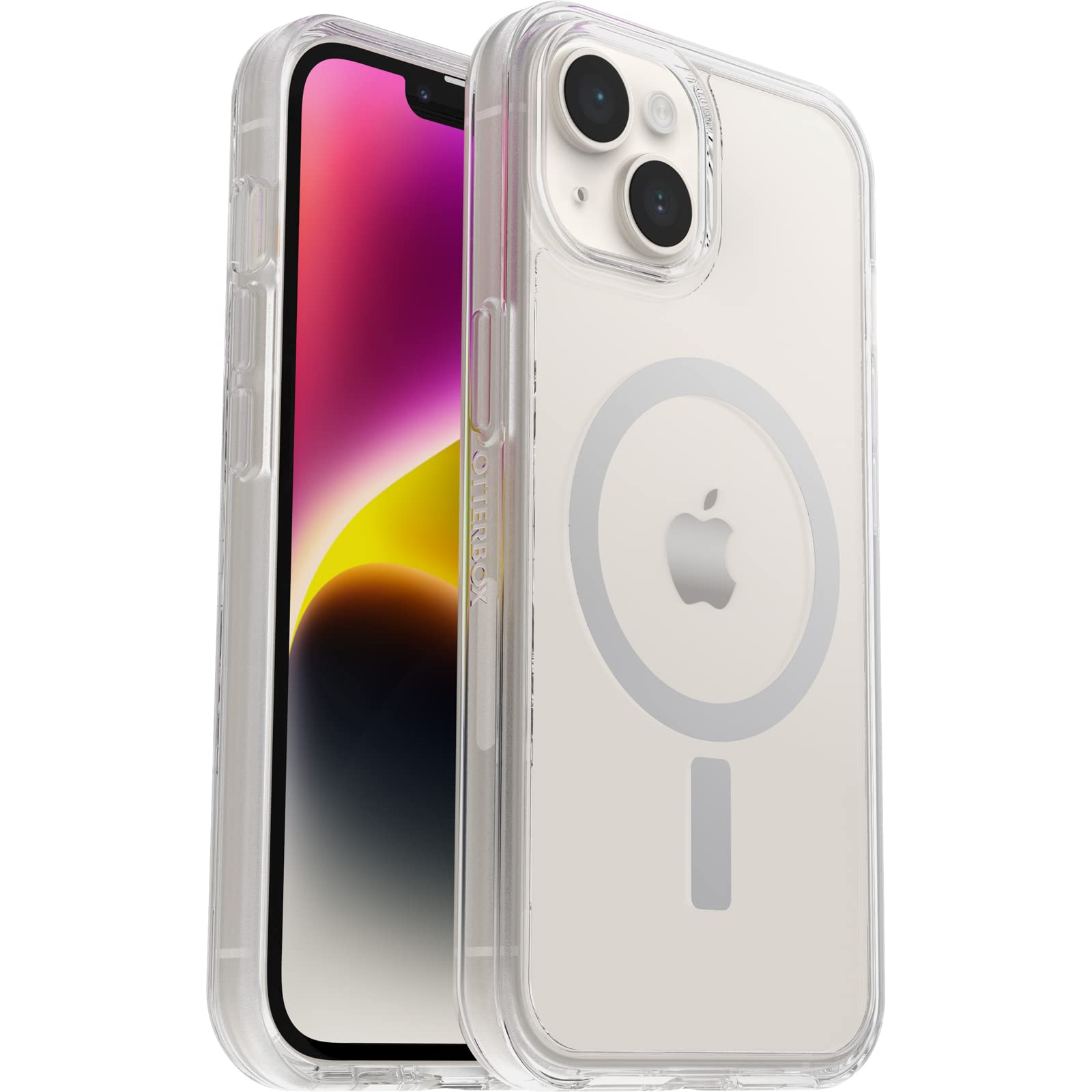 OtterBox Symmetry+ Clear Case for iPhone 14/iPhone 13 for MagSafe, Shockproof, Drop proof, Protective Thin Case, 3x Tested to Military Standard, Antimicrobial Protection, Clear