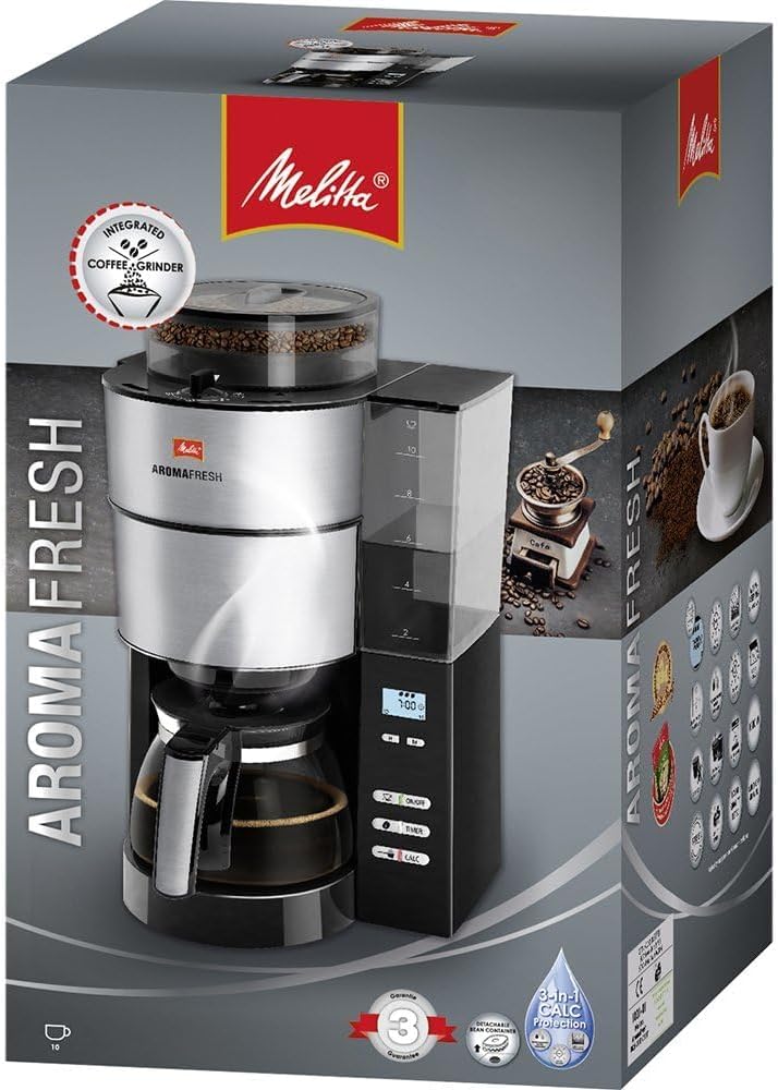 Melitta Aromafresh Drip Filter Coffee Machine With Grinder & Glass Jug | Grind & Brew