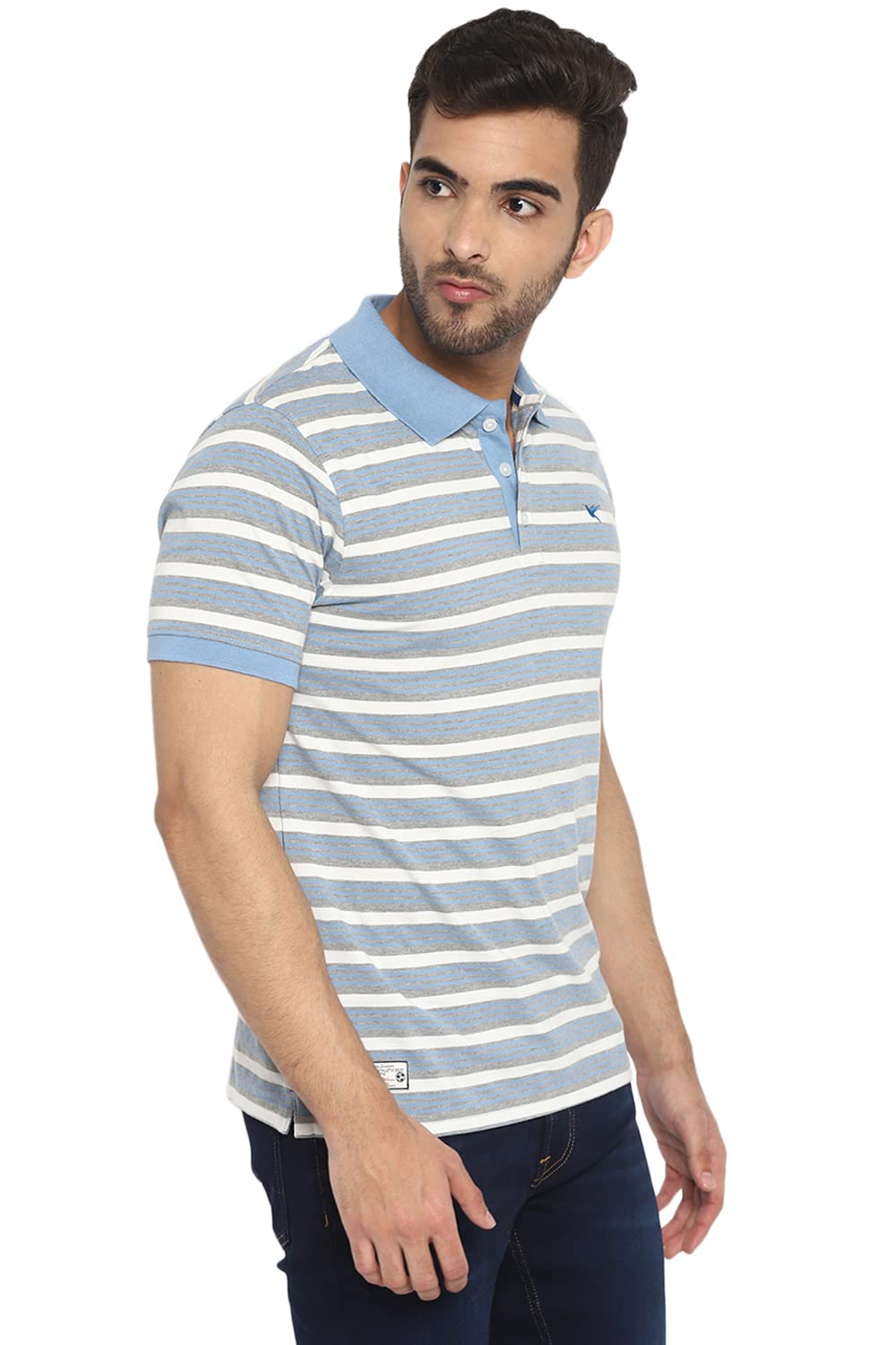 Deniklo Men's Striped Regular fit Polo Shirt