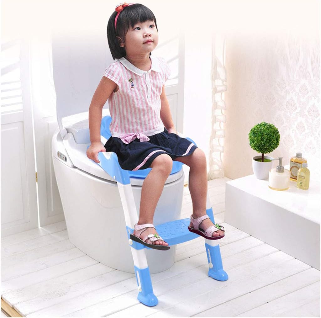 COOLBABY Potty Training Seat For Kids Toddler Toilet Potty Chair With Sturdy Non-Slip Step Stool Ladder Comfortable Handles And Splash Guard Foldable Toilet Seat For Boys And Girls