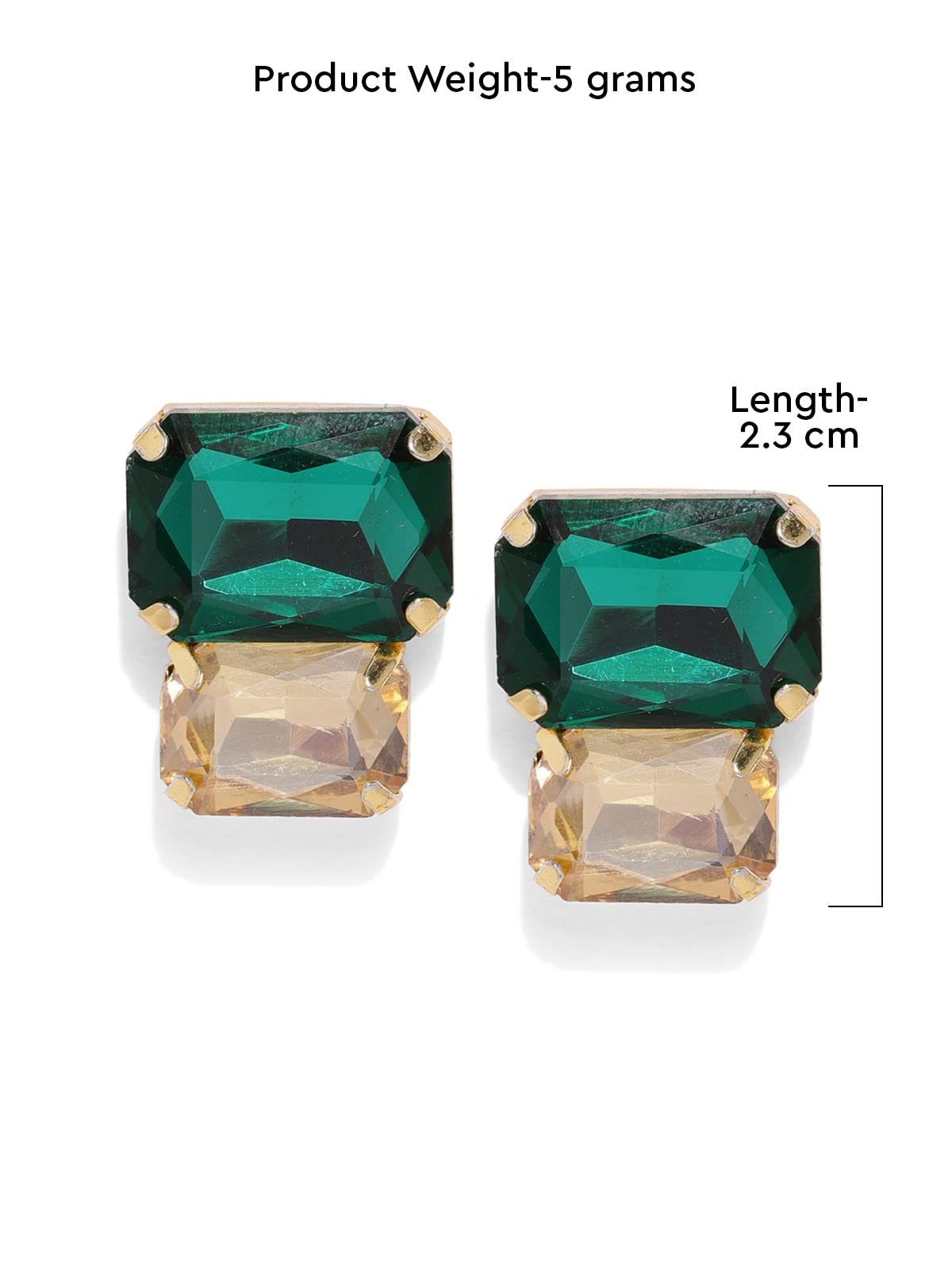 ZAVERI PEARLS Contemporary Style Metal Gold Plated Green Stud Earring For Women-Zpfk8418