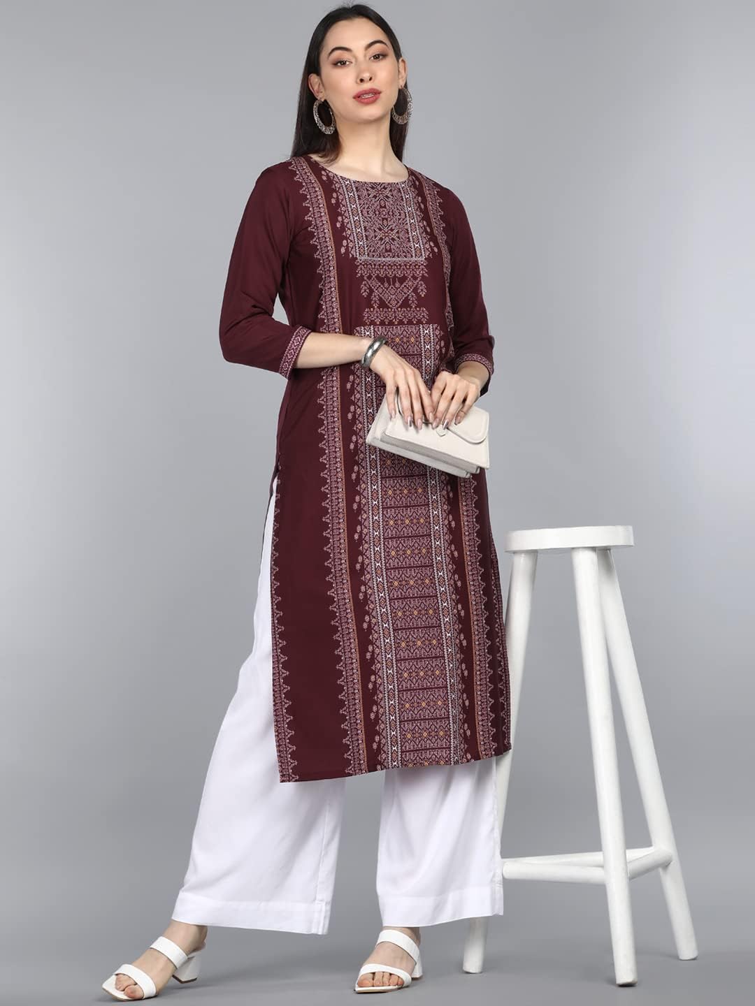 Vaamsi Women's VPK1651 Polyester Crepe A-Line Kurta