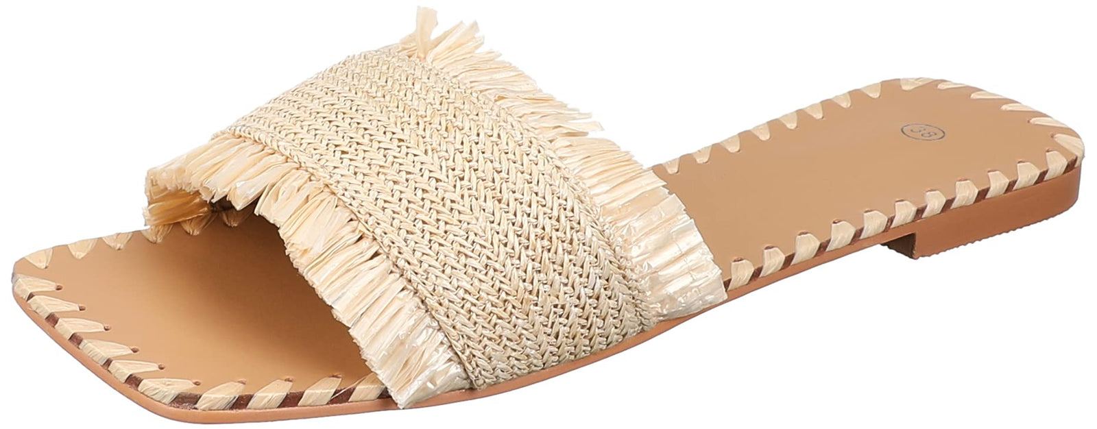 Pixi Straw Detail Strap Flat Slippers for Women