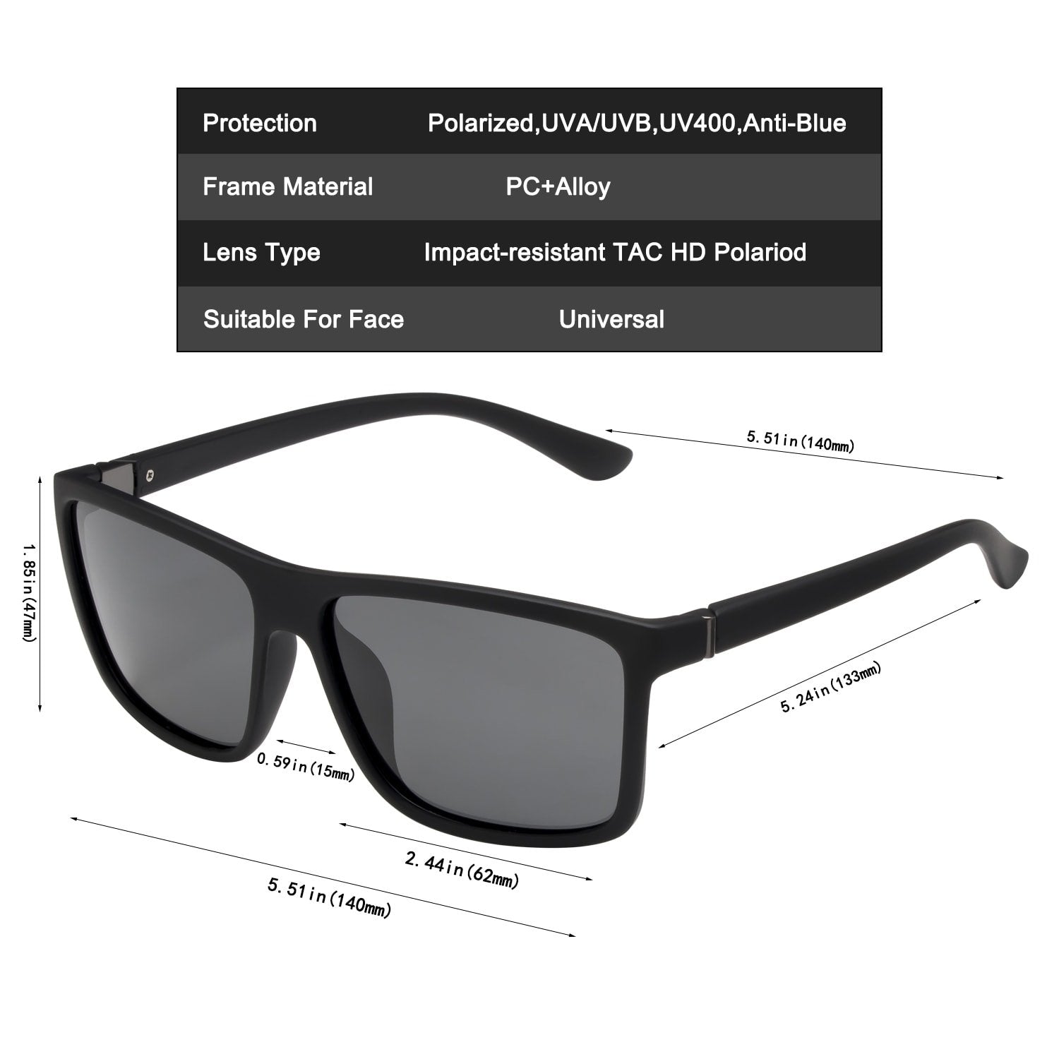 NIEEPA Men's Sports Polarized Sunglasses Square Frame Glasses NP1007