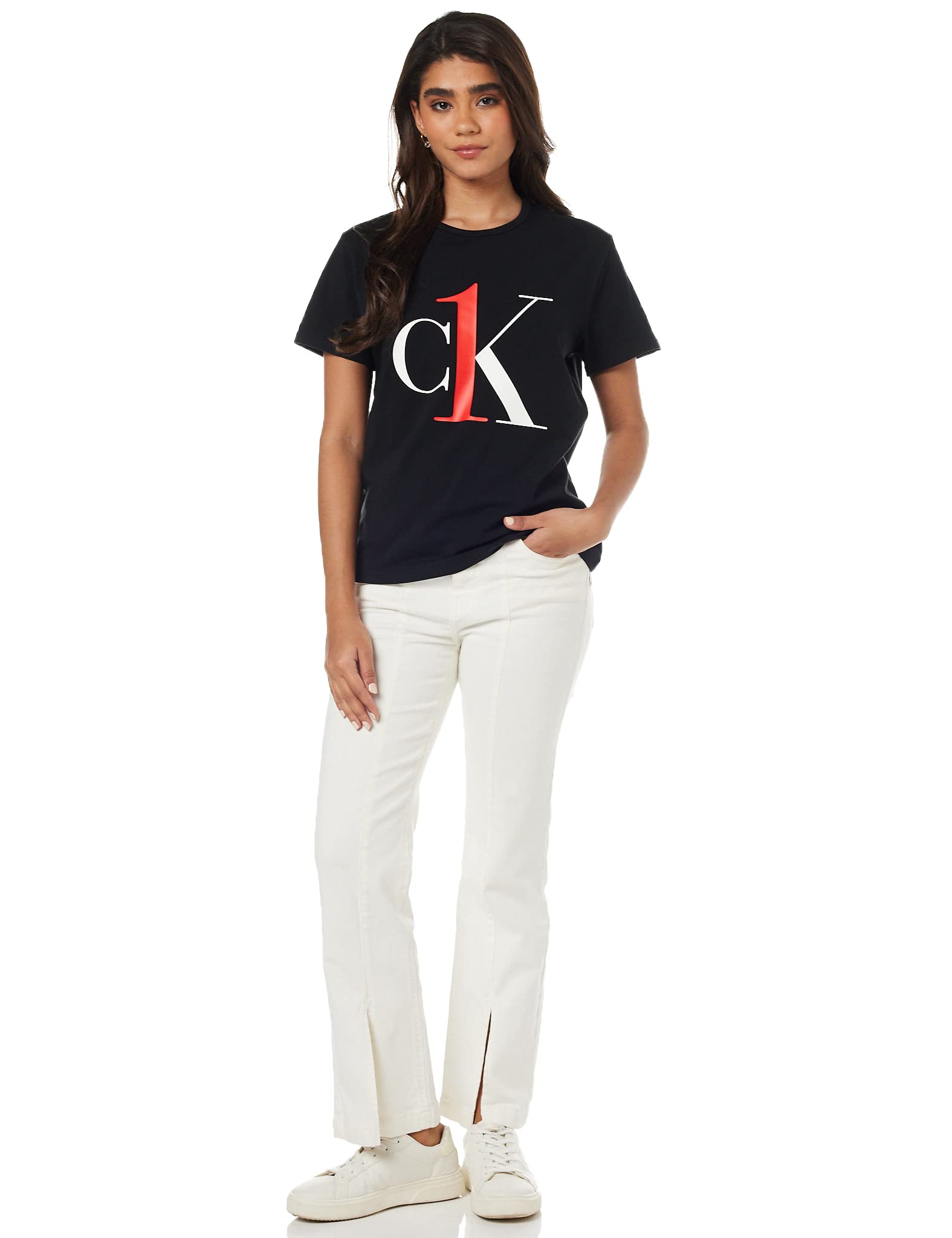 Calvin Klein Women's Short Sleeve Crew Neck T-Shirt (Pack of 1) - Black