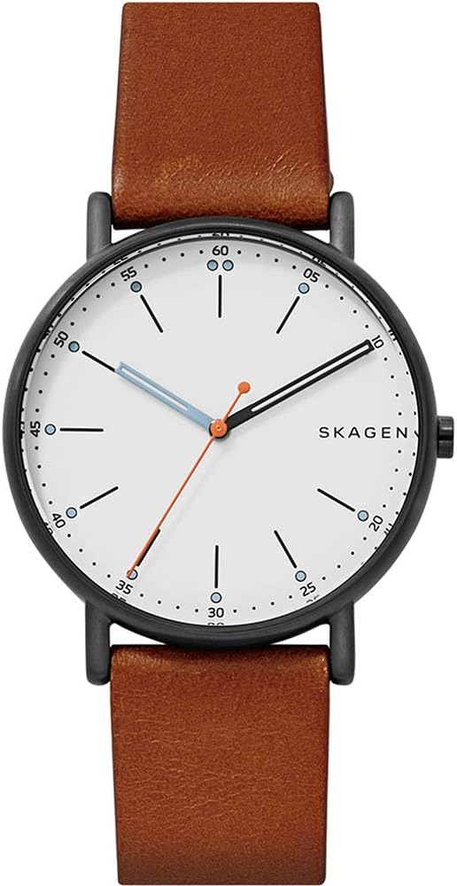 Skagen Signatur Men's White Dial Leather Analog Watch - Skw6374