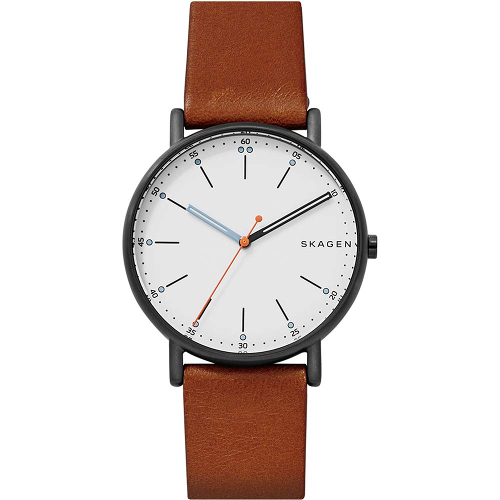 Skagen Signatur Men's White Dial Leather Analog Watch - Skw6374