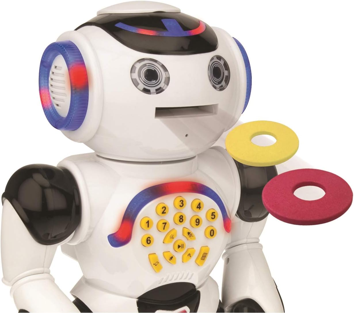 Lexibook Powerman - Remote Control Walking Talking Toy Robot, Dances, Sings, Reads Stories, Math Quiz, Shooting Discs, and Voice Mimicking, for kids 4+ - ROB50EN